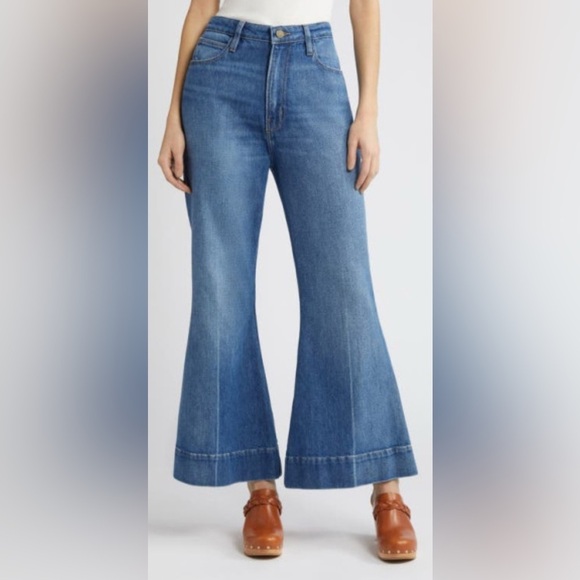 NWT Frame The Extreme Flare Ankle Blue Wide Leg High Waist Jeans Size 30 - Picture 1 of 6
